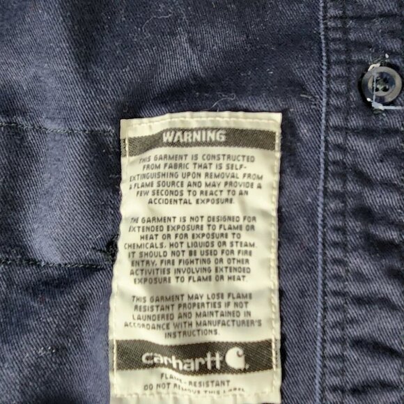 Carhartt Women's Flame Resistant Twill Shirt Navy LS WFRS 160 NFPA 2112 L - Picture 5 of 12